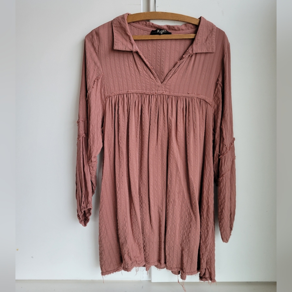 Meritt Womens Size Medium M Tunic Baby Doll Mini Dress Balloon Long Sleeves Boho